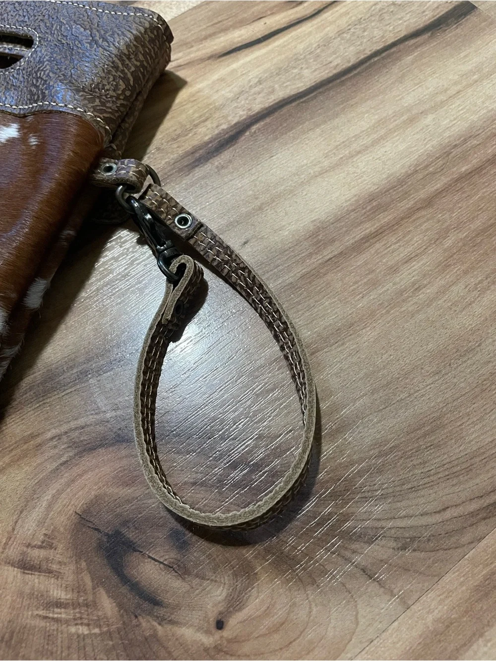 Myra Bag Cowhide Wristlet Clutch Brown White Spotted Hair-On-Hide Western